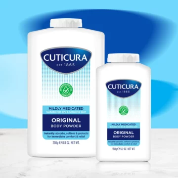 The range of the Cuticura Mildly Medicated Original Body Powder