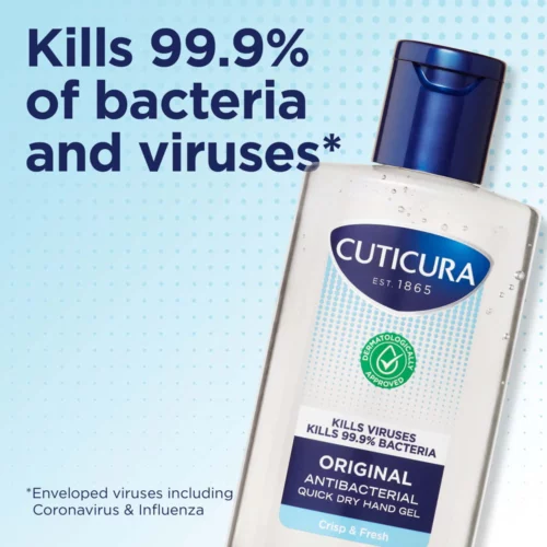 Cuticura Original Antibacterial quick dry hand gel kills 99.9% of bacteria and viruses