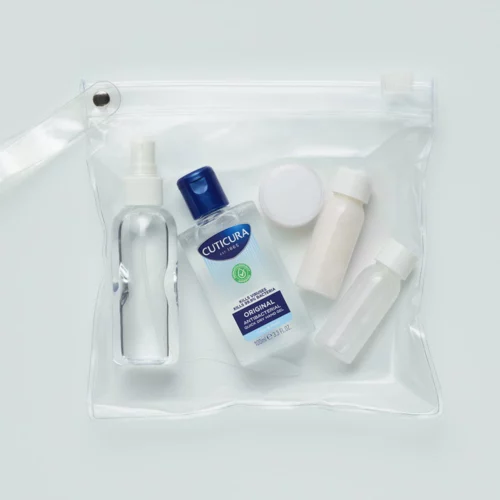 Cuticura Original Antibacterial quick dry hand gel 100ml in a clear travel bag